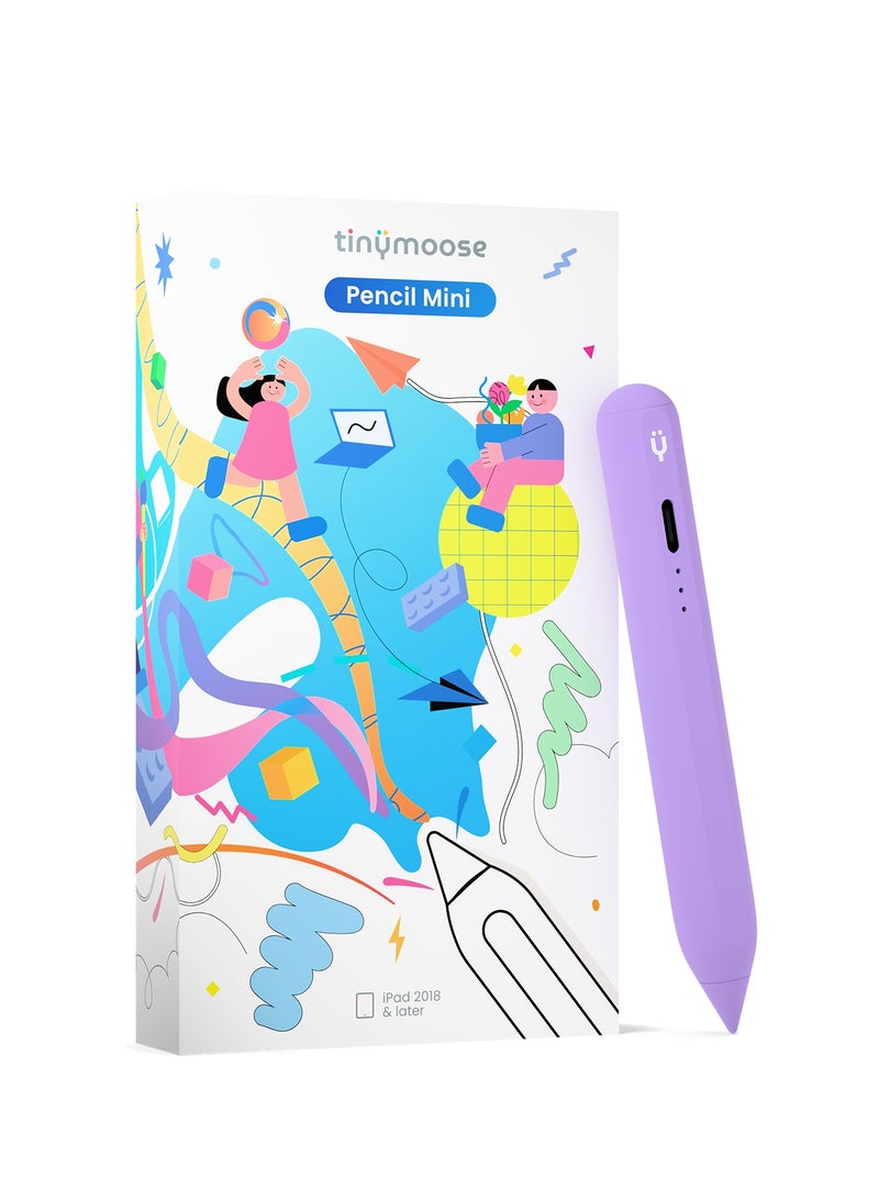 تاينيموس قلم ايباد بنسل ميني ستايلس إلكتروني رقمي نشط ذكي بميزة شحن سريع ورفض راحة اليد لجهاز أبل ايباد 2018 وما بعد بنفسجي - Image 2